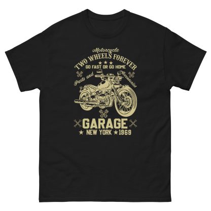 Two Wheels Forever Vintage Motorcycle T-Shirt - Go Fast or Go Home