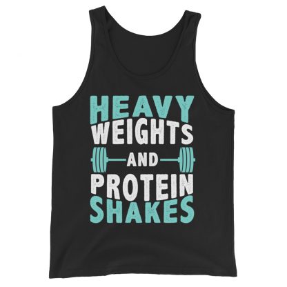 Heavy weights and protein shakes Unisex Tank Top