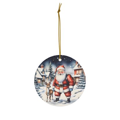 Santa and Reindeer Winter Scene Acrylic Ornament