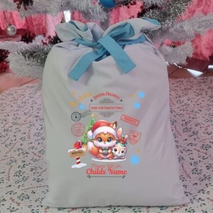 Personalized Fox and Bunny Christmas Gift Sack - North Pole Special Delivery - Image 2