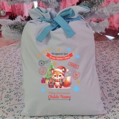 Personalized Fox Christmas Gift Sack - Wrapped in Love from Santa - Image 2