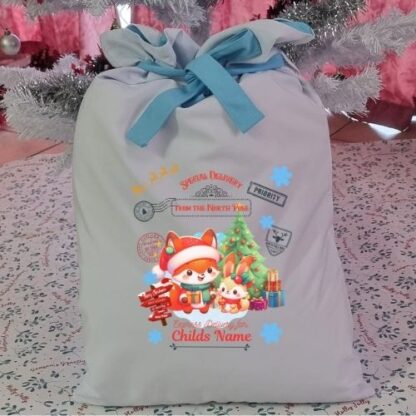 Personalized Fox & Bunny Christmas Gift Sack - Special North Pole Delivery - Image 2