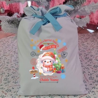 Personalized Santa's Special Delivery Christmas Snowman Sack - Image 2