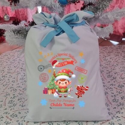 Personalized Santa's Elf Christmas Gift Sack - Image 2