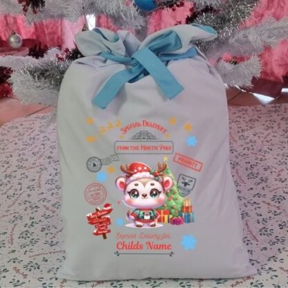 Personalized North Pole Polar Bear Christmas Gift Sack - Image 2