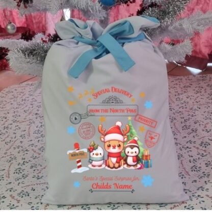 Personalized Winter Friends Christmas Gift Sack - North Pole Special Delivery - Image 2