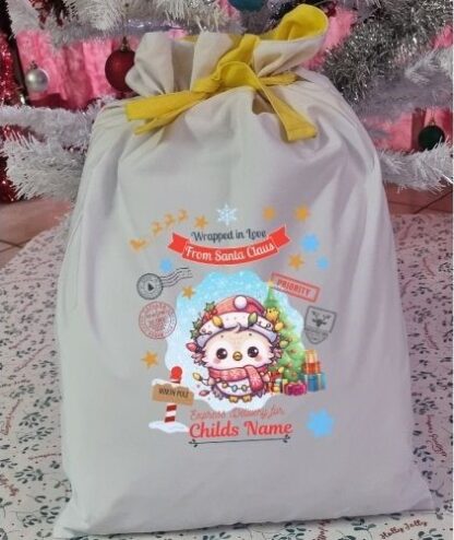 Personalized Owl Christmas Gift Sack - Wrapped in Love from Santa - Image 3