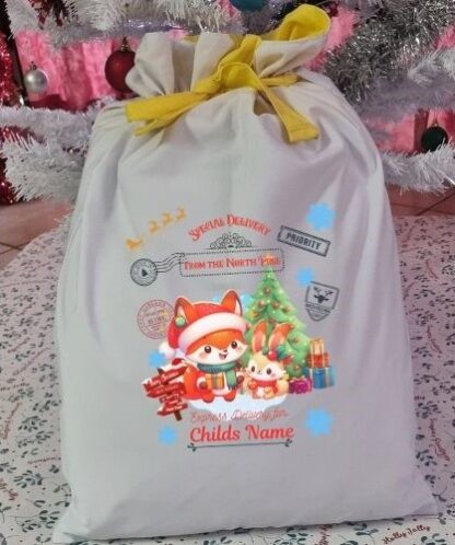 Personalized Fox & Bunny Christmas Gift Sack - Special North Pole Delivery - Image 3