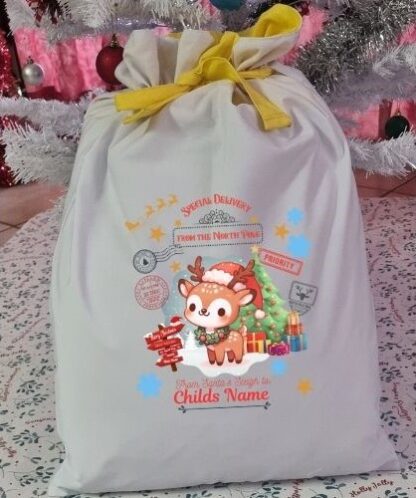 Personalized North Pole Reindeer Special Delivery Christmas Sack - Image 3