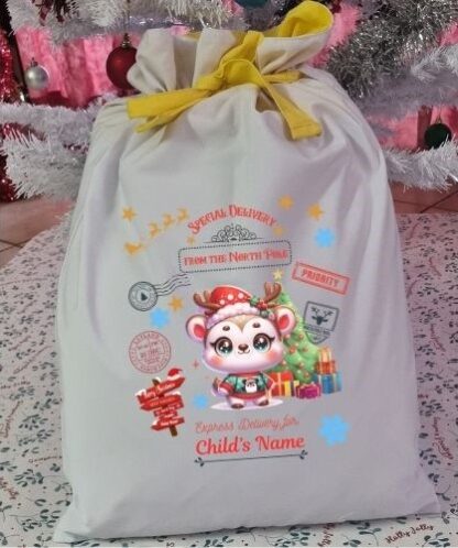 Personalized North Pole Polar Bear Christmas Gift Sack - Image 3