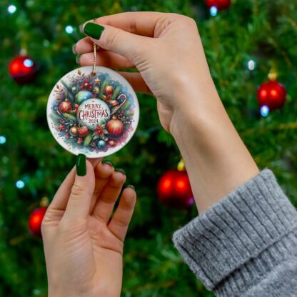 Merry Christmas 2024 Festive Wreath Acrylic Ornament - Image 2