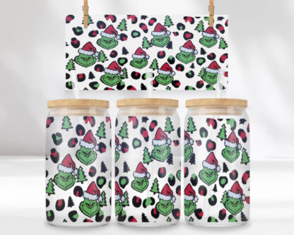 Christmas Green Monster Leopard Print Tumbler