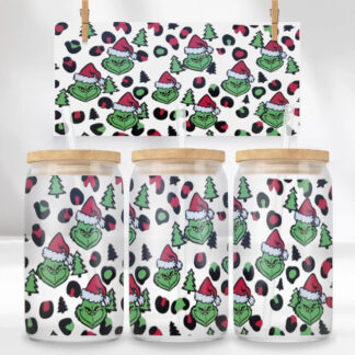 Christmas Green Monster Leopard Print Tumbler