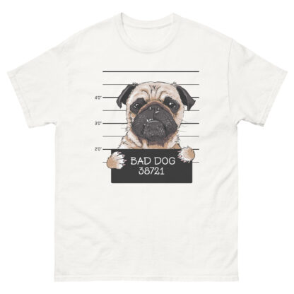 Bad Dog Pug Mugshot Funny T-Shirt - Image 2